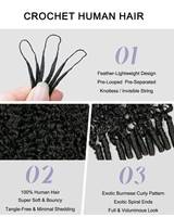 Extensions de cheveux humains bouclés birmans au crochet, 100 % cheveux naturels, pré-séparées, invisibles
