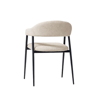Chaise de salle à manger moderne en lin rembourrée, dossier incurvé, pieds en métal, pour salles à manger/salons, restaurants, cafés - Marque HUGE - Vente en gros usine