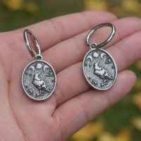 Style rétro Europe du Nord Gothique Lune Corbeau Magique Alliage Femme Boucles D'oreilles Accessoires Bijoux Avec Crochets En Acier Inoxydable