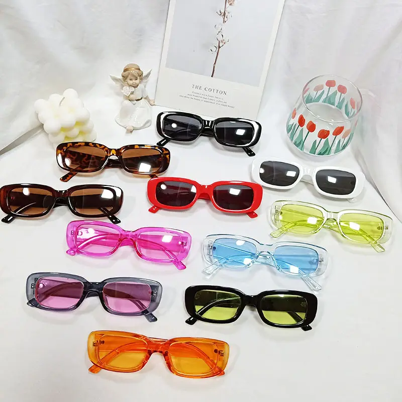 New style small frame sunglasses square jelly color frame fashion street sunglasses too glasses woman