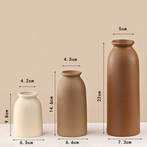 Morandi Color Series Matt Ceramic Vase Large Medium <b>Small</b> Three Piece Set Modern Eco-friendly Dining <b>Table</b> <b>TV</b> Cabinet Ornament - Product Image 4
