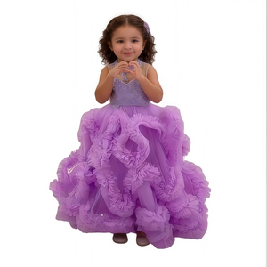 Ropa para Niñas, Vestido de Fiesta, Vestidos de Cumpleaños para Bebés, Vestido de Tul Brillante con Volantes en Capas - Product Image 1