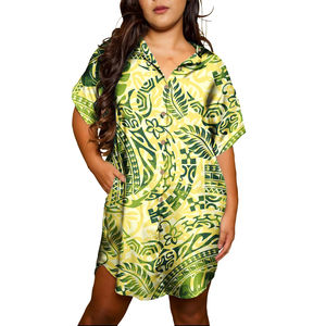 Puletasi vestidos elegantes de estilo étnico polinesio Tribal samoano Tapa estampado de flores vestidos samoanos para mujeres - Product Image 5