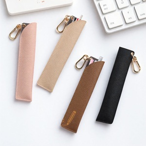 Tas Penyimpanan Pensil Kulit Jepang Korea, Tas Kuas Portabel, Klip Pena Stylus, Aksesoris Tempat Pena, Set 2 Buah, Hadiah, Logo Custom - Product Image 1