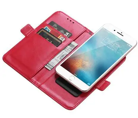 Funda de cuero de estilo billetera universal para teléfono inteligente con lengüeta móvil y soporte para tarjetas de crédito