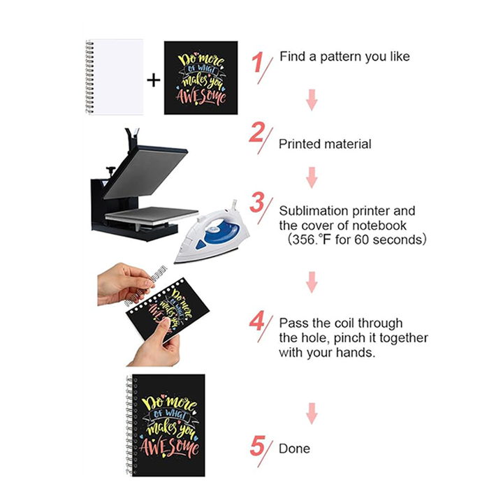 Wholesale Custom Sublimation Notebook Blanks A5 Size PU Cover Diary Journal Spiral Bound Sketch Book for Gift