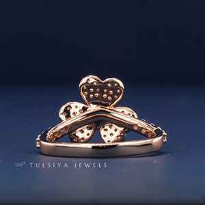 Bague de créateur en or rose fantaisie avec diamants pour femme, en or blanc 14 carats, large bande avec diamants sertis en canal, bijoux de mariée de luxe - Product Image 5