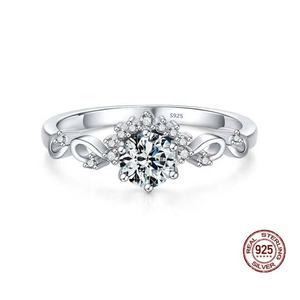 Benutzer definierte Classic Sterling Silber Verlobung sring Feine elegante Frauen vergoldet Versprechen Zirkonia Finger Trau ringe - Product Image 1