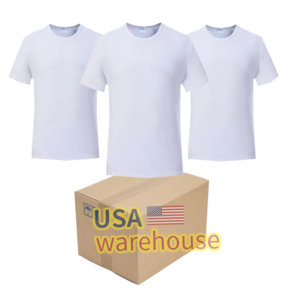Camisas de subolmação 100 poliéster, camisetas do armazém dos eua, sensação de algodão em branco