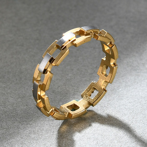 Anillo geométrico de oro de 5 mm con diseño hueco para mujer, regalo de joyería de moda - Product Image 1
