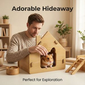 Casa de bambú para hámster, forma de conejo, refugio duradero para mascotas pequeñas, para todas las estaciones - Product Image 3