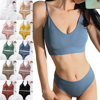 Prezzo di fabbrica reggiseno e mutandine da donna reggiseno senza cuciture stile francese Set di mutandine cinghie sottili cuscinetti rimovibili Set di biancheria intima da donna