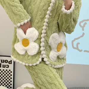 Samweststart pigiama da uomo in peluche ispessito per il tempo libero semplice alla moda caldo di mezza età giovane papà vestiti per la casa 2 pezzi - Product Image 6