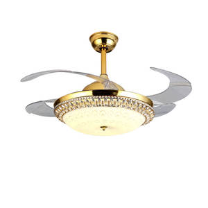 Plafonnier LED avec hélices invisibles de 36 w, <span class=keywords><strong>ventilateur</strong></span>-hélice, luminaire de plafond, idéal pour la cuisine, la salle à manger et le salon, couleur or - Product Image 1