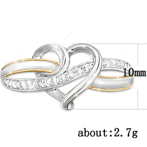 Anello con cuore bicolore in cristallo inciso con il nostro amore per sempre, gioiello romantico da donna. - Product Image 5