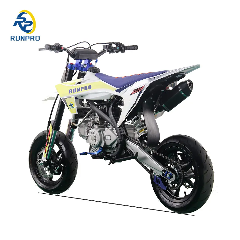 RUNPRO इलेक्ट्रिक स्टार्ट 190CC गैस मोटरसाइकिल मोटर्ड सुपरमोटो डर्ट बाइक 12 इंच टायर के साथ