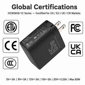 <span class=keywords><strong>Cargador</strong></span> USB C PD Compacto GaN de 65W con Certificación OEM CE ROHS UKCA ETL CCC, Adaptador de Corriente de Carga Rápida para Múltiples Dispositivos, para el Mercado de la UE, EE. UU., Reino Unido y China - Product Image 6
