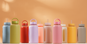 Copo de Água de Grande Capacidade 800ml com Tampa Dupla, Escala de Tempo, Garrafa Térmica Portátil para Exterior com Manga de Silicone e Vidro – Em Promoção - Product Image 3