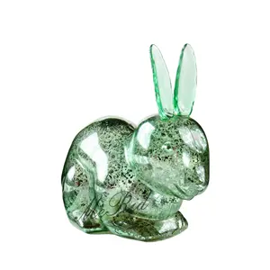 Easter Decor Battery Operated Hand Blown Glass Decoration Cute Rabbit Eco-friendly