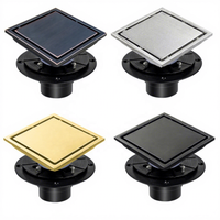 Grille de drain de douche carrée moderne de 4 pouces en acier inoxydable brossé, invisible, avec insert de carrelage, anti-odeur