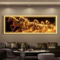 Décoration Moderne 7 : Tableau Cheval au Galop, Affiche Moderne Motif Animal, Art Mural Cheval, Peinture LED