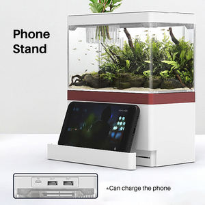 MINI Betta acrylique autonettoyant avec lumière <span class=keywords><strong>LED</strong></span> filtre <span class=keywords><strong>de</strong></span> pompe à <span class=keywords><strong>eau</strong></span> support <span class=keywords><strong>de</strong></span> téléphone en plastique petit réservoir d'<span class=keywords><strong>aquarium</strong></span> <span class=keywords><strong>de</strong></span> poissons <span class=keywords><strong>Nano</strong></span> - Product Image 4