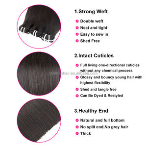 CLJhair rambut manusia murah rambut manusia Brasil basah dan bergelombang 3 buah bundel lurus - Product Image 2