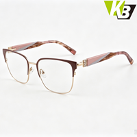 Monture de lunettes optiques carrées pour femmes, en métal et acétate, à monture complète, lunettes de prescription tendance