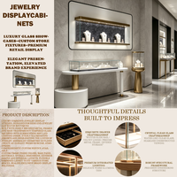 Vitrine murale haut de gamme pour bijoux, ensemble de présentoirs en verre, table console, vitrine sur piédestal rond avec éclairage LED pour bijouterie