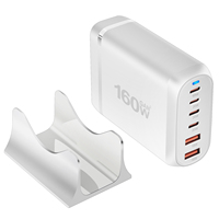 Vente en ligne de chargeur GaN 160W 160W Charge rapide 4 Type C 100W 20W pour téléphone portable pour ordinateur portable Chargeur adaptateur de bureau