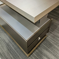 Bureau d'ordinateur en bois moderne en forme de L, bureau de direction avec armoire latérale pour PDG