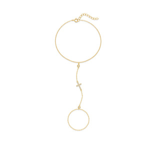 Bracelets à maillons de chaîne tendance, <span class=keywords><strong>argent</strong></span> sterling 925, <span class=keywords><strong>bracelet</strong></span> en zircon croisé, plaqué or, bracelets à chaîne pour les doigts pour femmes - Product Image 2