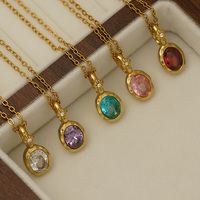 Collier pendentif en acier inoxydable 316 européen avec pierre de naissance des 12 mois, vente chaude usine