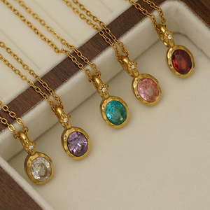 Collar con Colgante de Piedra de Nacimiento de Acero Inoxidable 316 Europeo, Venta Caliente de Fábrica - Product Image 3