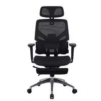 Chaise de bureau ergonomique à dossier haut JR RACING avec repose-pieds, design moderne, pivotante en maille pour usage professionnel