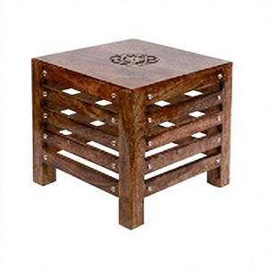 Wooden <b>Stool</b> with Hand Carved Top Solid <b>Wood</b> Accent Seat Durable Furniture for Home Living Room Bedroom Apartment - Product Image 3