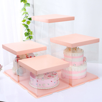 Boîtes à Gâteaux de Mariage Carrées en Plastique Transparent de 8, 10, 12, 14 Pouces de Haut, en Stock