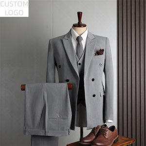 Costume 3 pièces sur mesure à rayures, coupe ajustée, double boutonnage, respirant, pour <span class=keywords><strong>homme</strong></span>, idéal pour les occasions formelles, les mariages - Product Image 3
