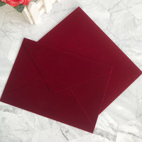 Impression de Logo personnalisé, enveloppe de velours de luxe vert foncé rouge, enveloppe de mariage en velours Vintage en daim