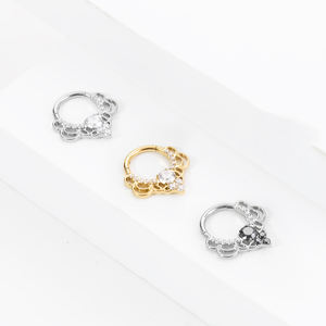 Nhẫn khuyên mũi titan lấp lánh Aurien Wholesale, kiểu dáng thời trang, tinh tế, đá CZ 5A, trang sức xỏ khuyên tùy chỉnh - Product Image 3