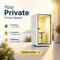 Bureau Pod Autonome Moderne et Durable avec Verre Trempé, Aluminium, Isolation Phonique et Éclairage LED – Idéal pour la Maison et l'Hôtel