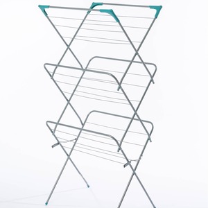 Séchoir à <span class=keywords><strong>linge</strong></span> pliable en métal à 3 niveaux de 15 m à prix avantageux pour la salle de bain avec cintre - Product Image 1