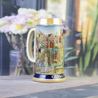Chope à bière classique en porcelaine avec relief 3D d'un monument allemand, réutilisable, écologique, 1000 ml, tasse souvenir, collection de vin Oktoberfest