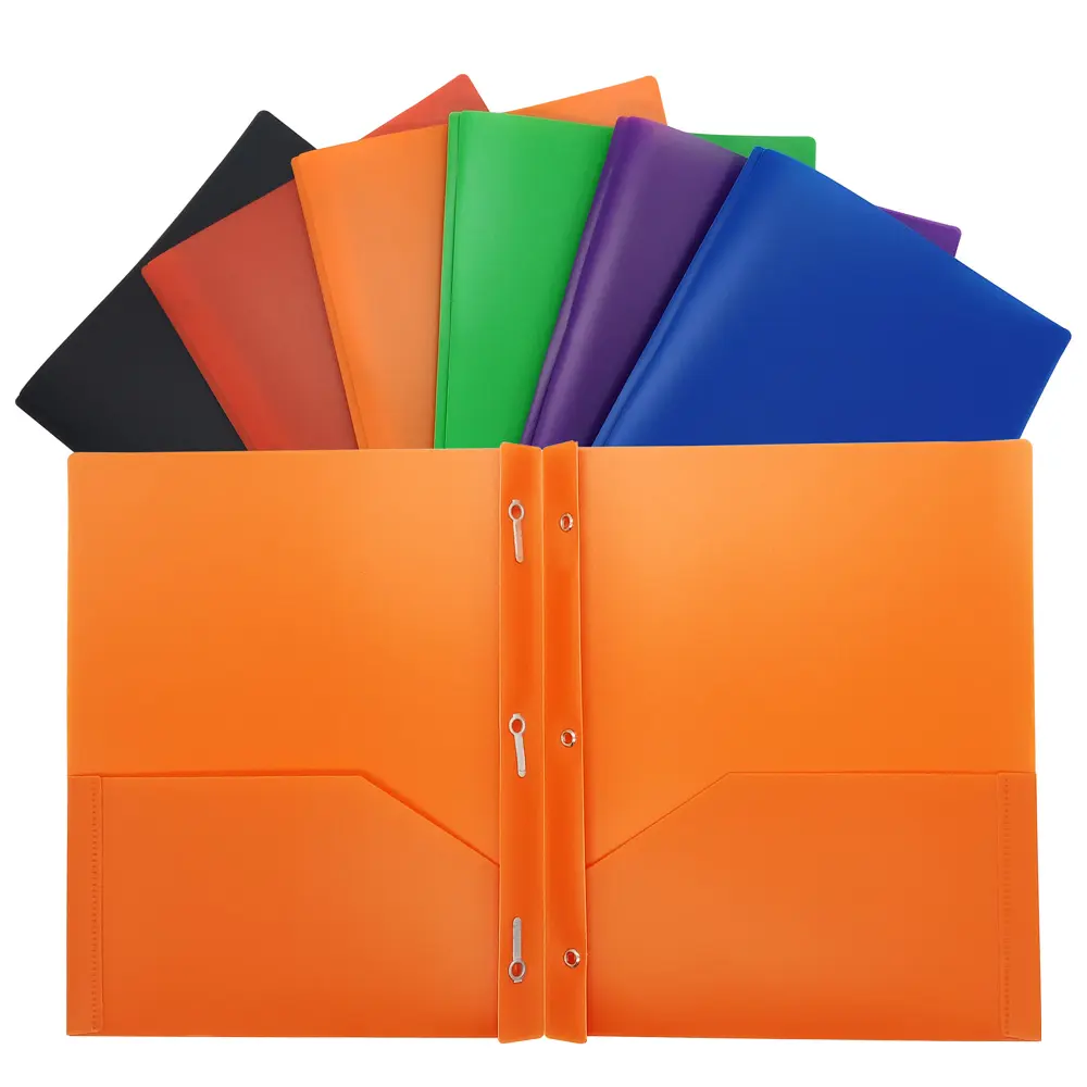 Metal File Folder A4 Office Supplies 2 Pocket Folders File With 3 Metal Prong Fastener Clips