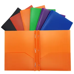 A4 Office Supplies 2 Pocket Folders File with 3 Metal Prong Fastener Clips Heavy Duty Plastic Folders Letter Size Poly Folders