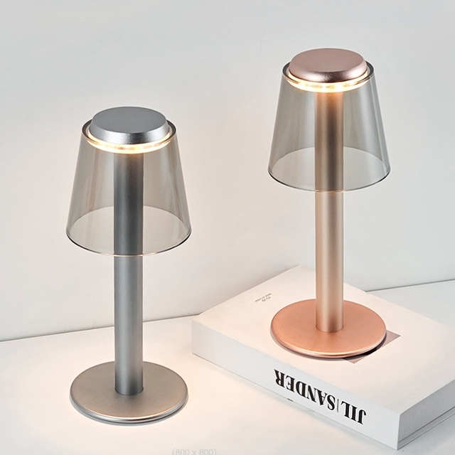 Nordic Minimalist Wireless 3 Color Dimming Touch Battery Powered Modern Luxury Restaurant Cordless Rechargeable Led Table Lamp