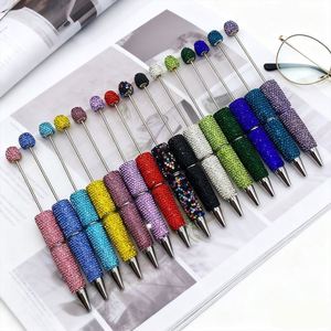 New Black Ink Rhinestone Pen <strong>Plastic</strong> Beaded Pen Ballpoint Pens DIY Jewelry <strong>Beads</strong> Gifts School Office Writing Signature Pen - Product Image 1