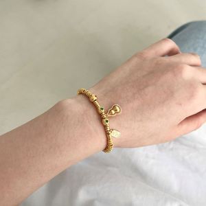 Dylam Diseño Único Pulseras de Joyería con Cadena de Plata S925 Bañada en Oro de 18K, Cuentas y Colgante de Zirconia 5A con Forma de Calabaza y Etiqueta 'Get Rich' - Product Image 3