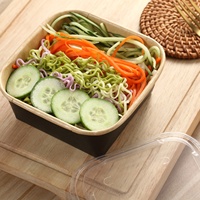 Conteneur à emporter en papier kraft personnalisé pour la restauration rapide avec couvercle 500 ml, idéal pour les salades et les fêtes