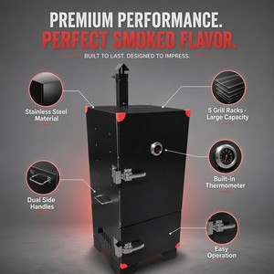 Parrilla de Metal de acero inoxidable OEM ahumador personalizado, parrilla ahumadora de paleta negra, parrillas ahumadoras de leña para barbacoa de camping al aire libre - Product Image 5